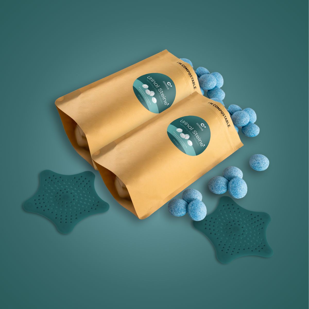 OSMOSIA Urinal Steine "Eco" 2 x 1 Kg (50 Steine) inkl. 2 x "Seestern" grün - Sparset I