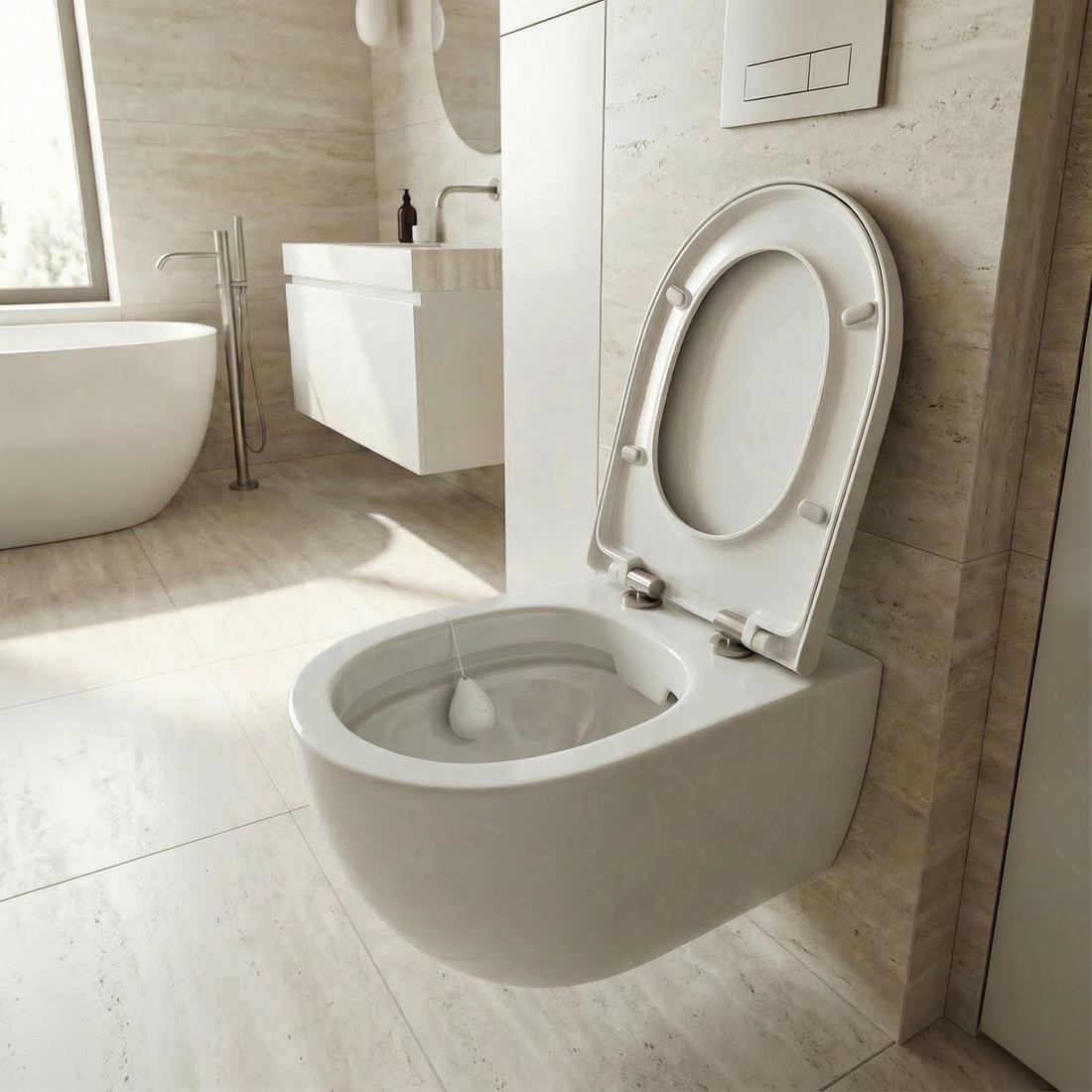 WC-Einhänger "Gocciola", aus PetG; Inkl. 4 Minitabs und Edelstein nach Wahl