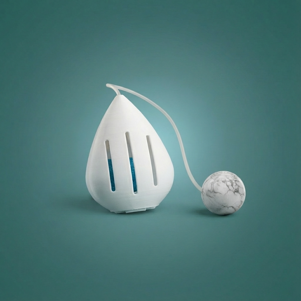 WC-Einhänger &quot;Gocciola&quot;, aus PetG; Inkl. 4 Minitabs und Edelstein nach Wahl